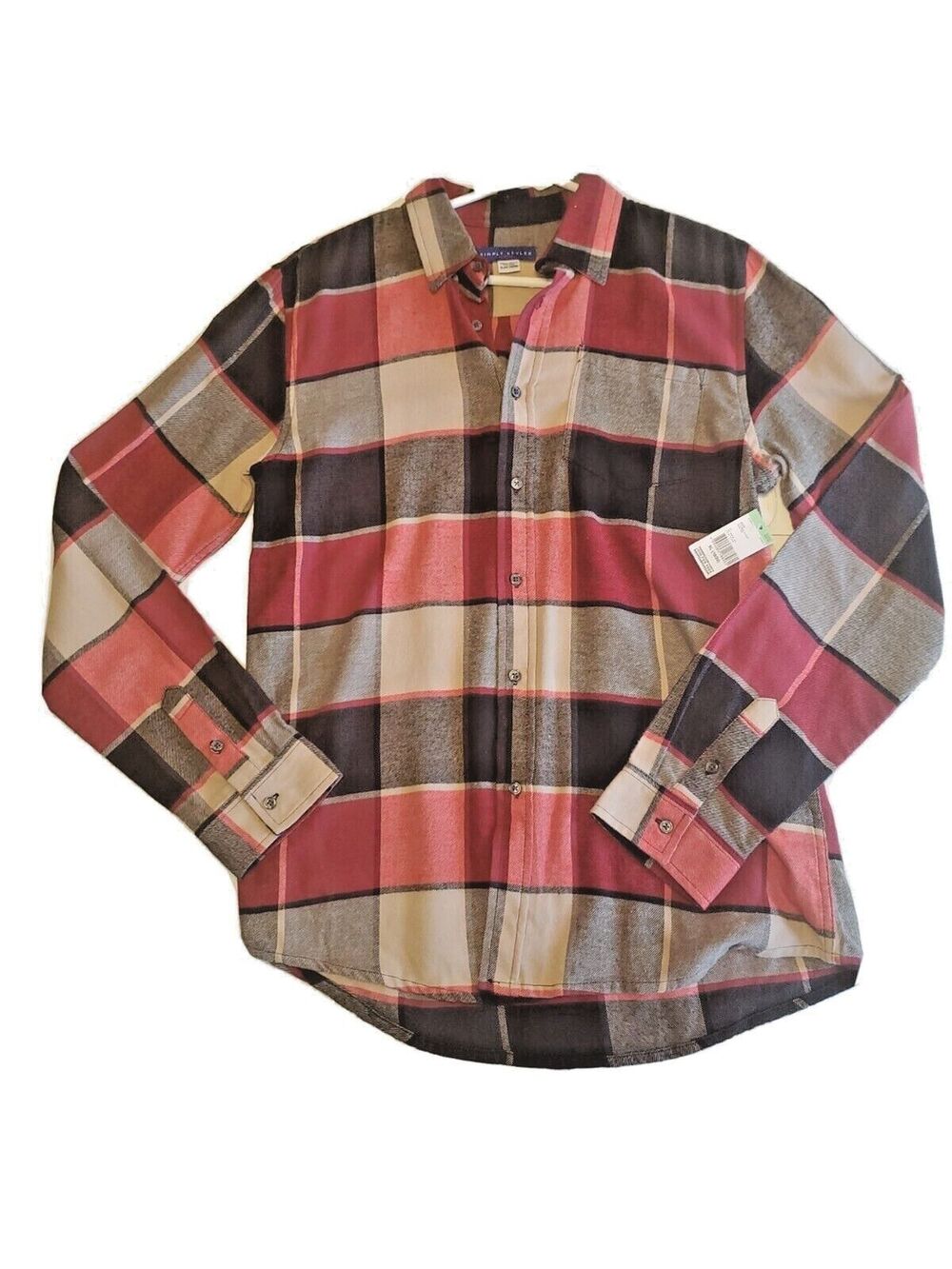 Boys Plaid Flannel Button Front XL Flannel Long Sleeve  By Simply Styled Cotton